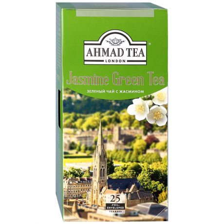 Чай Ahmad Tea Jasmine Green Tea зеленый листовой с жасмином 25 пакетиков по 2 г