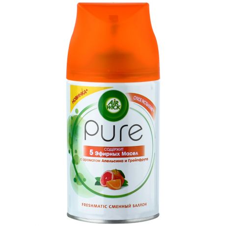 Освежитель воздуха AirWick Pure 5 Эфирных масел с ароматом апельсина и грейпфрута сменный баллон 250 мл