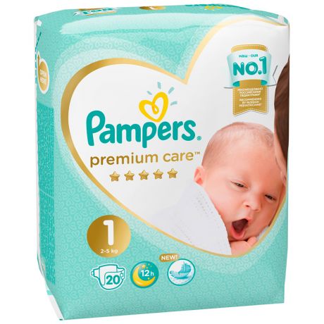 Подгузники Pampers Premium Care Newborn 1 (2-5 кг, 20 штук)