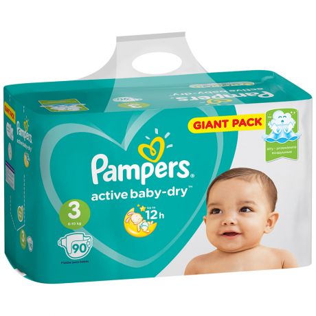 Подгузники Pampers Active Baby-Dry Midi 3 (6-10 кг, 90 штук)