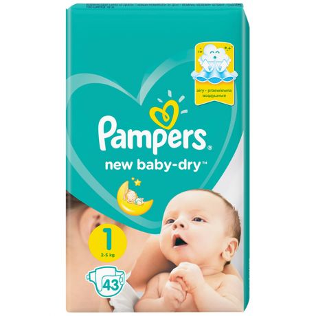 Подгузники Pampers New Baby-Dry Newborn 1 (2-5 кг, 43 штуки)