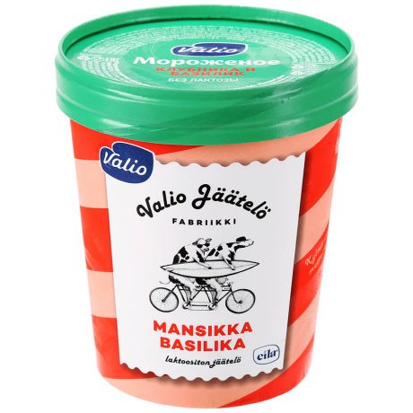 Мороженое Valio сливочное ванильное Клубника и базилик без лактозы 480 мл