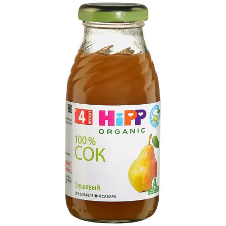 Сок Hipp Organic с грушей с мякотью восстановленный без сахара с 4 месяцев 200 мл