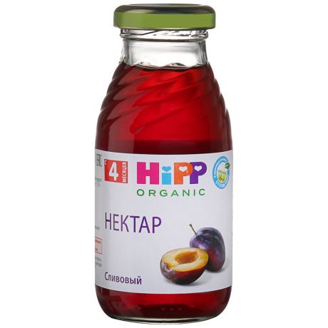 Нектар Hipp Organic с сливой осветленный восстановленный с сахаром с 4 месяцев 200 мл