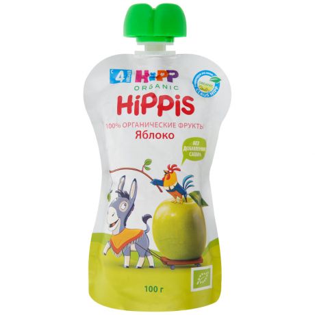 Пюре Hipp Organic Hippis с яблоком без сахара с 4 месяцев 100 г