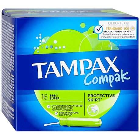 Тампоны Tampax Compak super 3 капли 16 штук