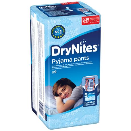 Подгузники-трусики для мальчиков Huggies DryNites (8-15 лет, 9 штук)