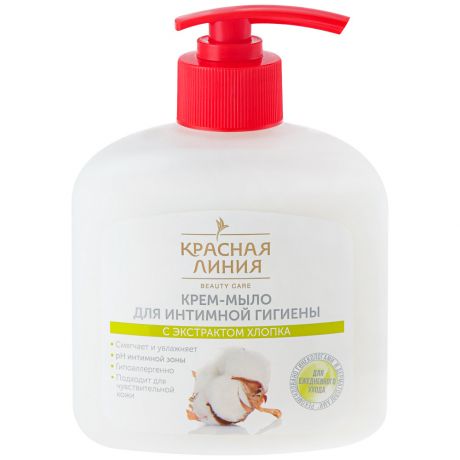 Крем-мыло Красная Линия для интимной гигиены с экстрактом хлопка. 250г