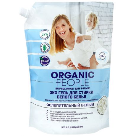 Эко-гель для стирки белого белья Organic People с экстрактом белой розы 2 л