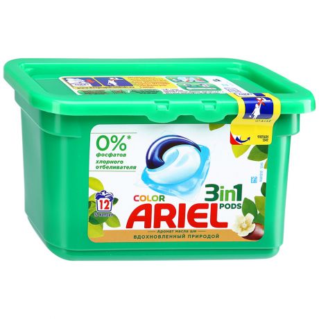Капсулы для стирки Ariel Color с ароматом масла ши 12 штук