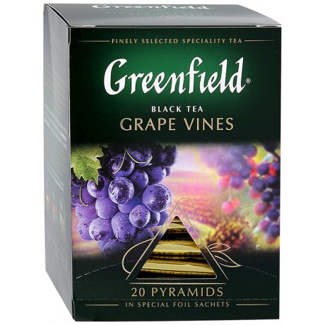 Чай Greenfield Grape Vines черный с ароматом винограда 20 пирамидок по 1.8 г