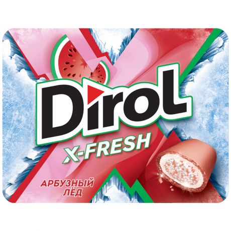 Жевательная резинка Dirol X-Fresh "Арбузный лед" без сахара с арбузным вкусом 16г