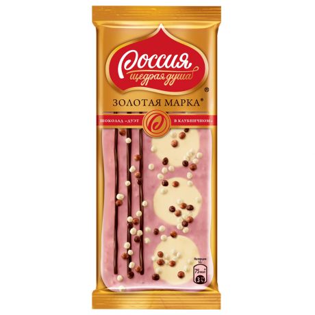 Шоколад Россия Золотая Марка Дуэт в клубничном, 85г