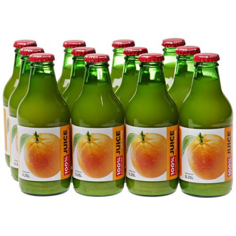 Сок Апельсиновый Barinoff восстановленный с мякотью 100%, 0,25л*12шт стекло
