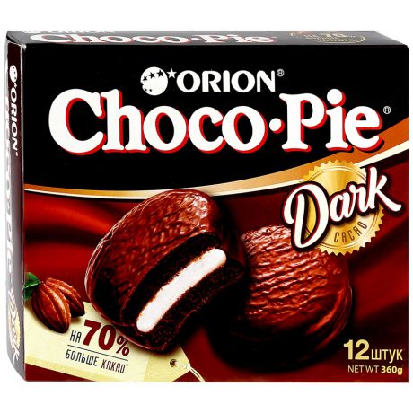 Мучное кондитерское изделие в глазури Orion Choco-Pie Dark 360г, 30г*12шт