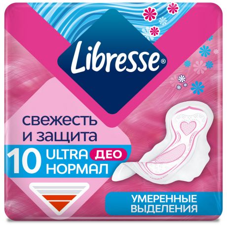 Прокладки Libresse Ultra Normal Deo с нежным свежим ароматом 2 капли 10 штук