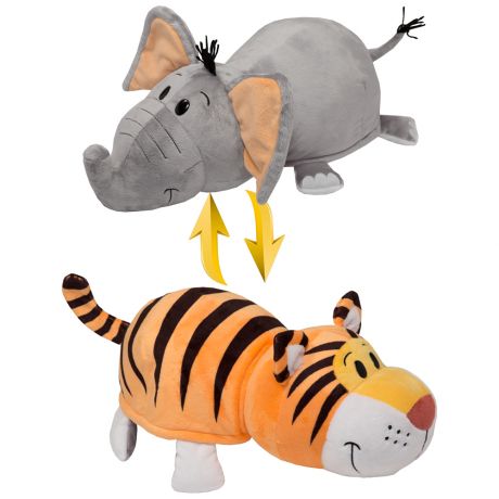 Мягкая игрушка Тигр-Слон 1toy Плюшевая вывернушка (2в1)