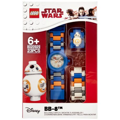 Часы наручные аналоговые Lego Star Wars Episode 7 с минифигурой BB-8 на ремешке