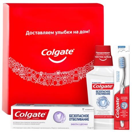 Набор для ухода за полостью рта Colgate Забота о деснах зубная паста 75 мл ополаскиватель 250 мл зубная щетка