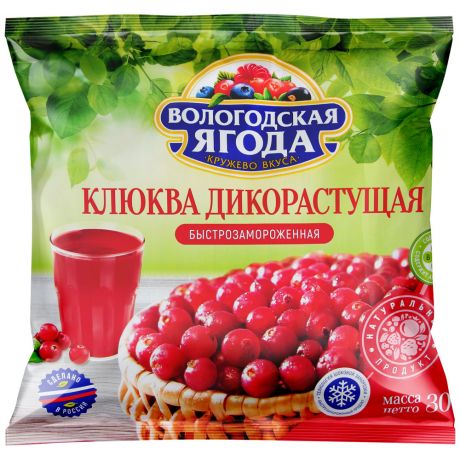 Клюква Кружево вкуса Вологодская ягода быстрозамороженная 300 г