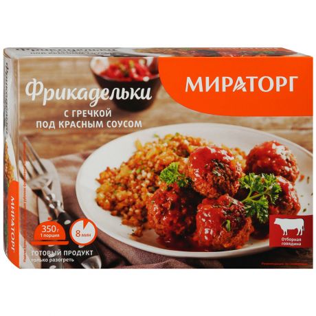 Фрикадельки Мираторг с гречкой под красным соусом готовое замороженное блюдо 350 г