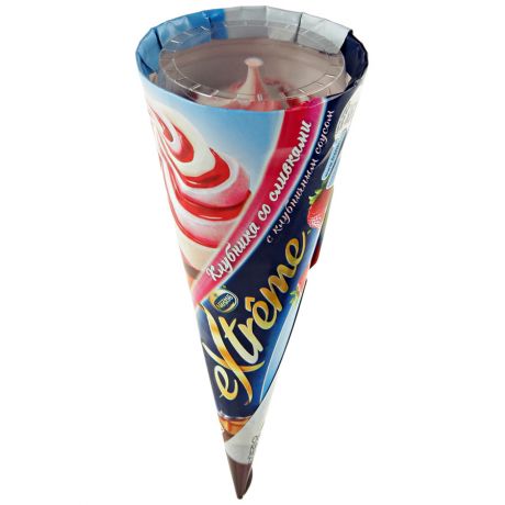 Мороженое Nestle Extreme Intriga Рожок Клубника со сливками 73 г