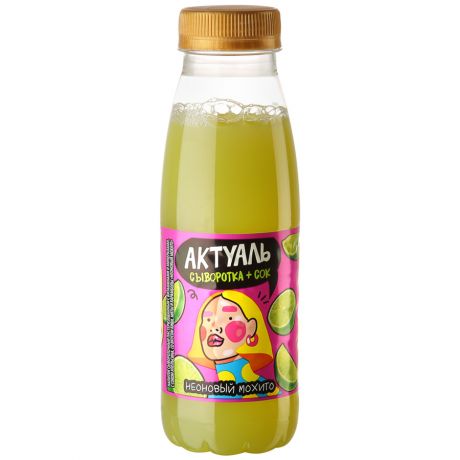Напиток Актуаль сыворотка+сок со вкусом неоновго мохито 310 г