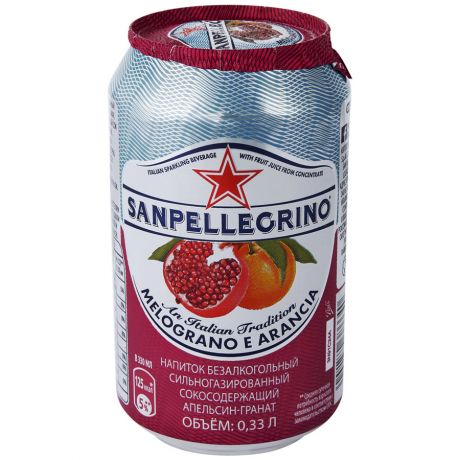 Напиток Sanpellegrino Melograno e Arancia (Апельсин-Гранат) сильногазированный 0,33л
