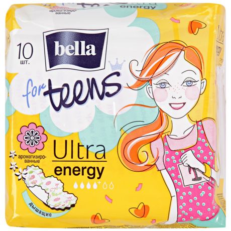 Прокладки Bella for Teens Energy Deo с цитрусовым ароматом 4 капли 10 штук