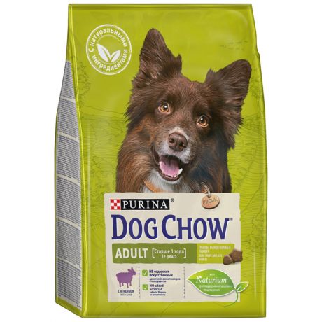 Корм Dog Chow для взрослых собак старше 1 года ягненок, 2,5 кг