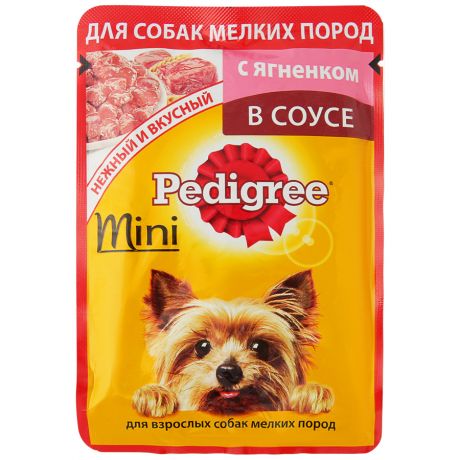Корм влажный Pedigree для взрослых собак маленьких пород c ягненком в соусе, 80г