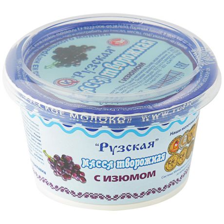 Масса творожная Рузское молоко Рузская с изюмом 10% 175 г