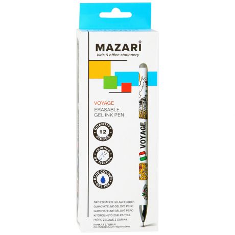 Ручка гелевая Mazari со стираемыми чернилами Voyage синяя 0,5мм, 12шт