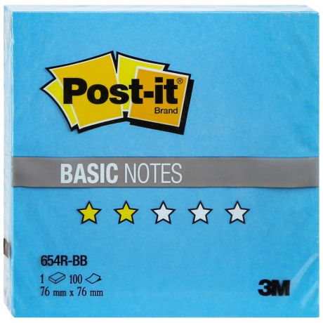 Стикеры Post-it Basic голубой 76х76 мм (1 блок-100 листов)