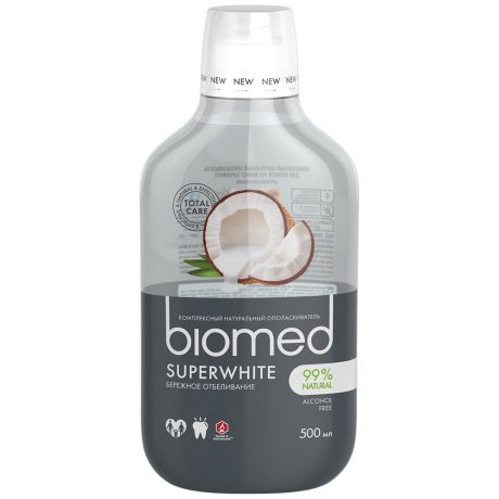 Ополаскиватель для полости рта Biomed Superwhite антибактериальный отбеливающий Кокос 500 мл