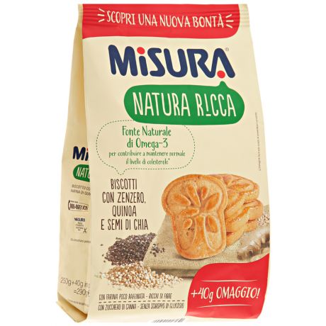 Печенье Misura Natura ricca с семенами чиа, киноа и имбирем 250 г