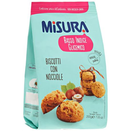 Печенье Misura "Basso indice glicemico" с лесным орехом 200г