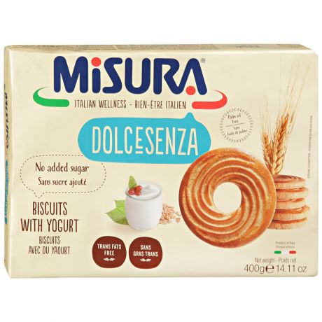 Печенье Misura "Dolcesenza" без добавления сахара с йогуртом 0,4кг