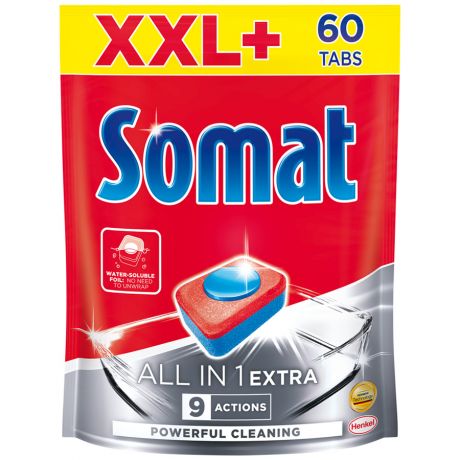 Таблетки для посудомоечной машины Somat All in One Экстра 60 штук
