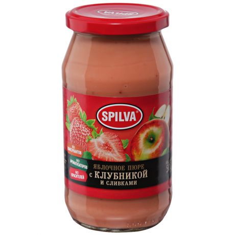 Пюре Spilva яблочное с клубникой и сливками 500 г