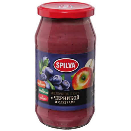 Пюре Spilva яблочное с черникой и сливками 500 г