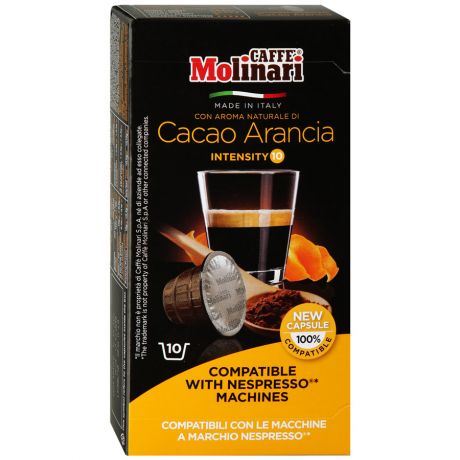Капсулы Molinari Cacao Arancia 10 штук по 5 г