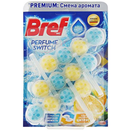 Средство чистящее для унитаза Bref Perfume Switch Морская свежесть-цитрус 50 г (3 штуки)