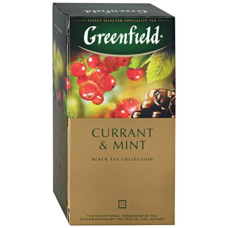 Чай Greenfield Currant Mint черный с ароматом смородины 25 пакетиков по 1.8 г