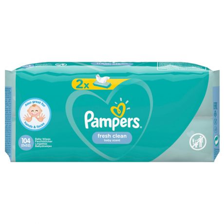 Влажные салфетки детские Pampers Fresh Clean 2 упаковки по 52 штуки