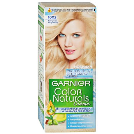 Крем-краска Garnier Color Naturals для волос сияющий блонд без желтизны оттенок 1002 Жемчужный Ультраблонд