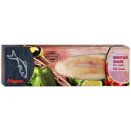 Минтай Flipper филе без кожи свежемороженый 0,4кг