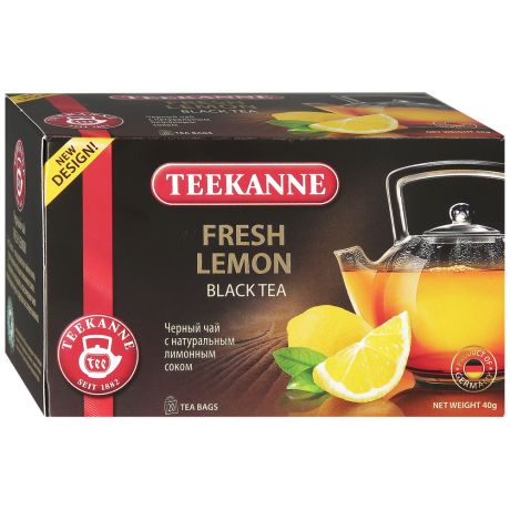 Чай Teekanne Fresh Lemon черный мелкий с лимонным соком 20 пакетиков по 2 г