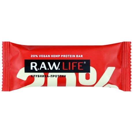 Батончик орехово-фруктовый Raw Life Клубника-протеин 50г