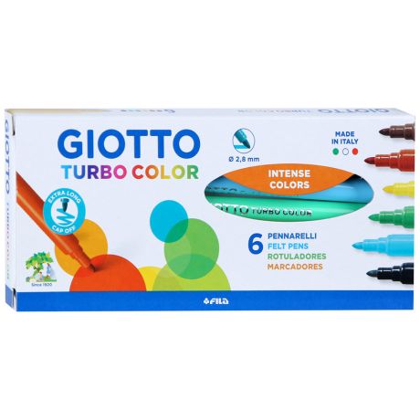 Фломастеры Giotto Turbo Color на водной основе 6 цветов